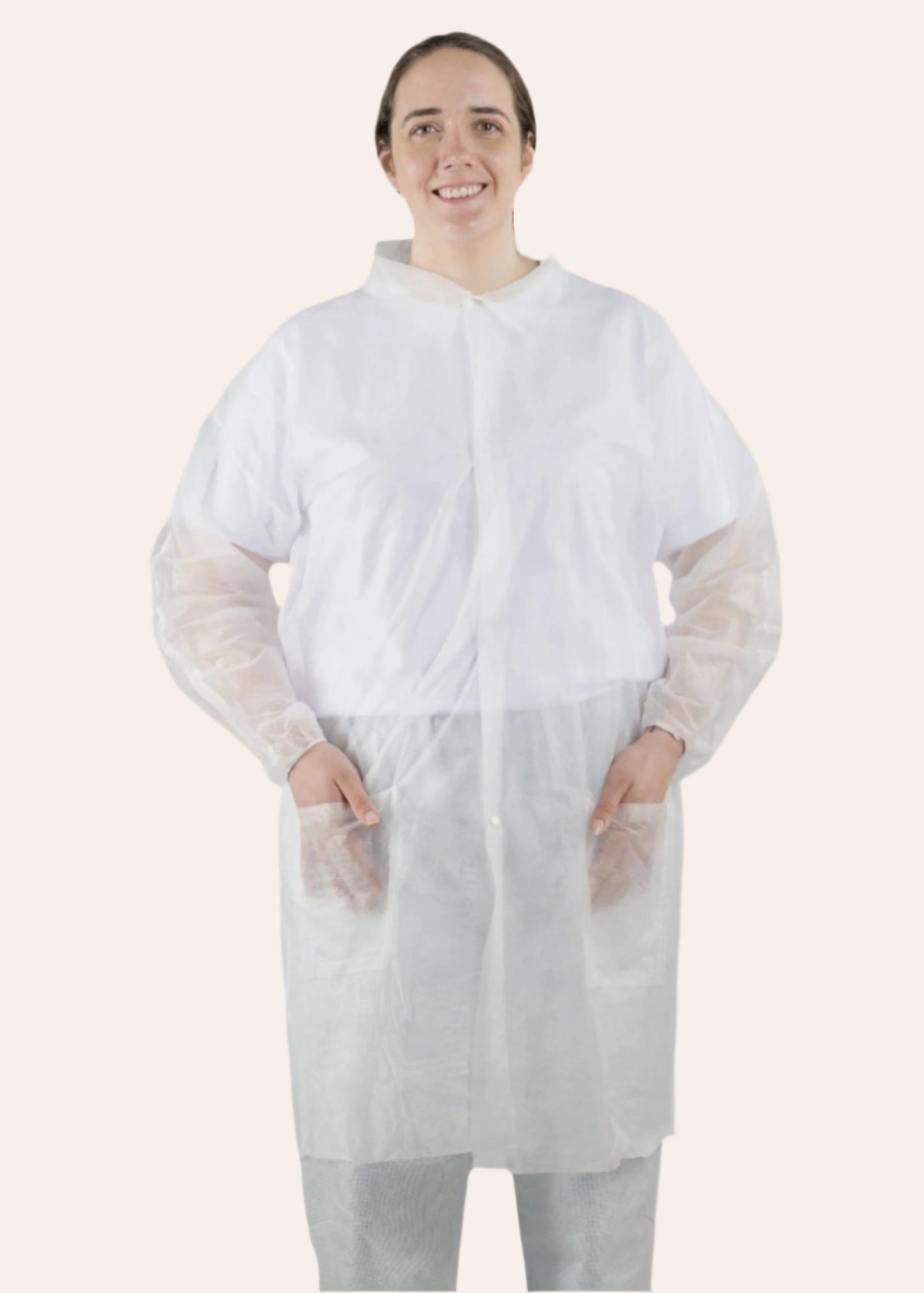 Disposable Domed Lab Coats | With Pockets