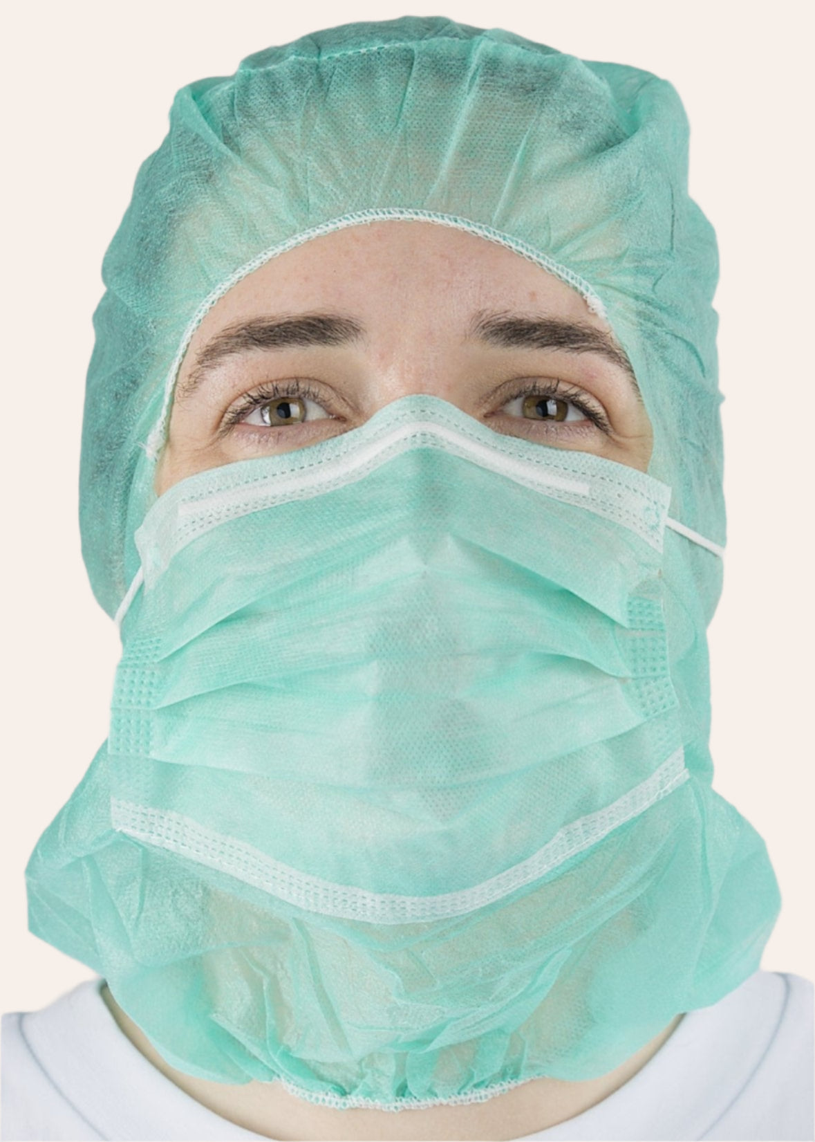 Hood with face mask, disposable, from IDAS. 