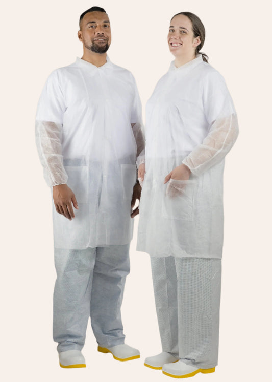 Disposable Domed Lab Coats with Pockets [LABCOAT Series]