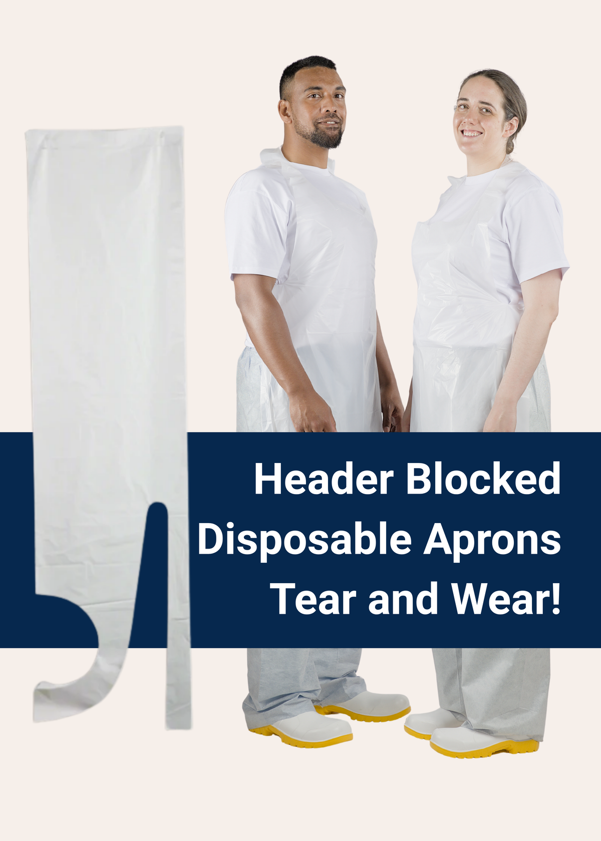 HEADER BLOCKED Aprons | White [LDPE AP1]