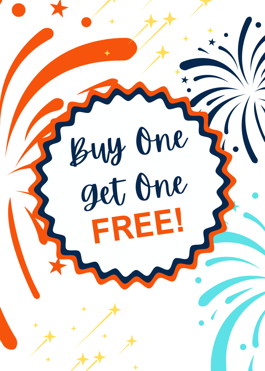 Promotional graphic with fireworks and 'Buy One Get One Free!' text on a white background IDAS Sale 2026